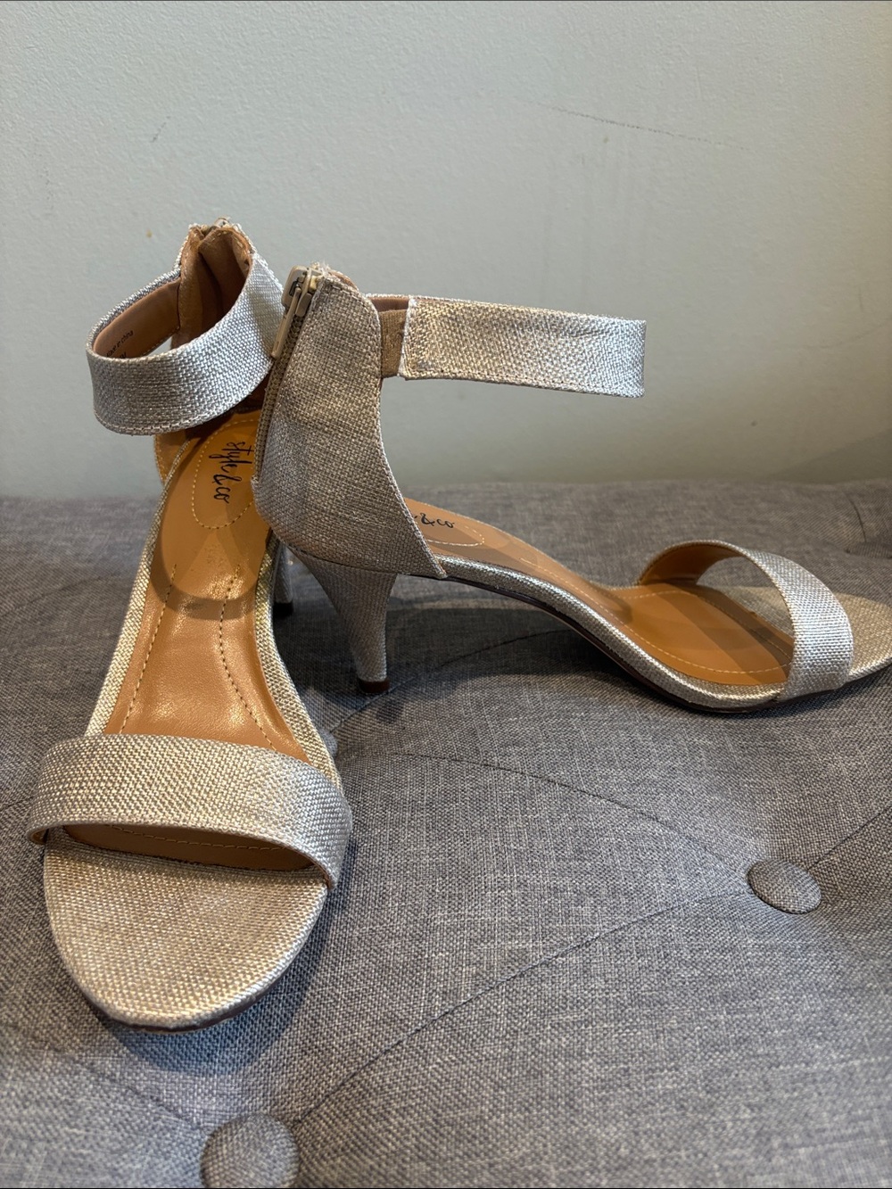 Style & Co. Ankle Strap Silver Evening Sandals
